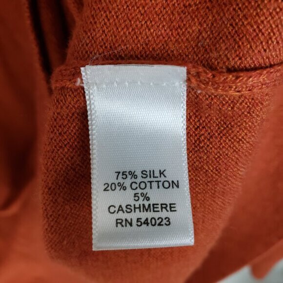 Banana Republic Luxury Blend Silk Cotton Cashmere V-Neck Sweater Orange size L - Picture 7 of 13